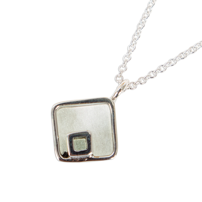 Sterling silver pendant necklace, 'Diamond Duo' - Artisan Made Modern Taxco Sterling Silver Pendant Necklace