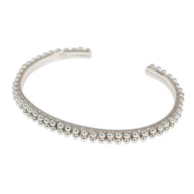 Manschettenarmband aus Sterlingsilber - Manschettenarmband aus Taxco-Sterlingsilber mit Perlen