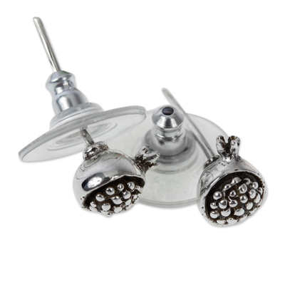 Sterling silver stud earrings, 'Taxco Pomegranates' - Pomegranate Stud Earrings in 925 Taxco Sterling Silver