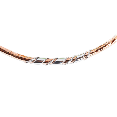 Halskette mit Kragen aus Kupfer und Sterlingsilber - Halskette aus gehämmertem Kupfer und Sterlingsilber