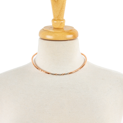 Copper and sterling silver collar necklace, 'Taxco Mix' - Hammered Copper and Sterling Silver Collar Necklace