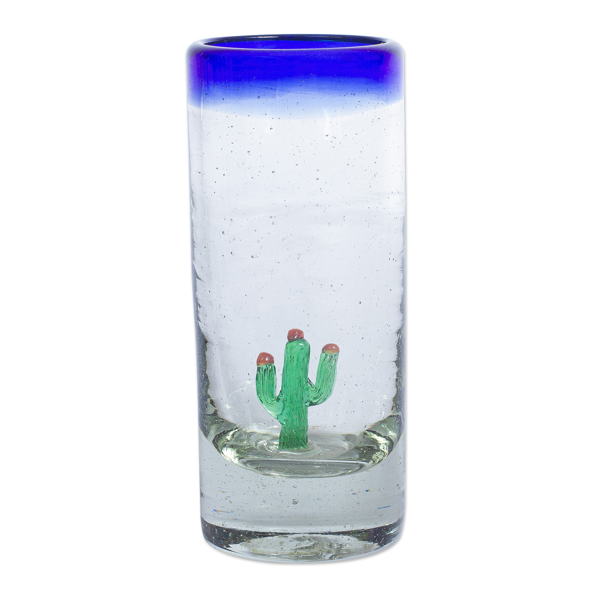 UNICEF Market Hand Blown Tequila Glasses with Cactus Set of 6