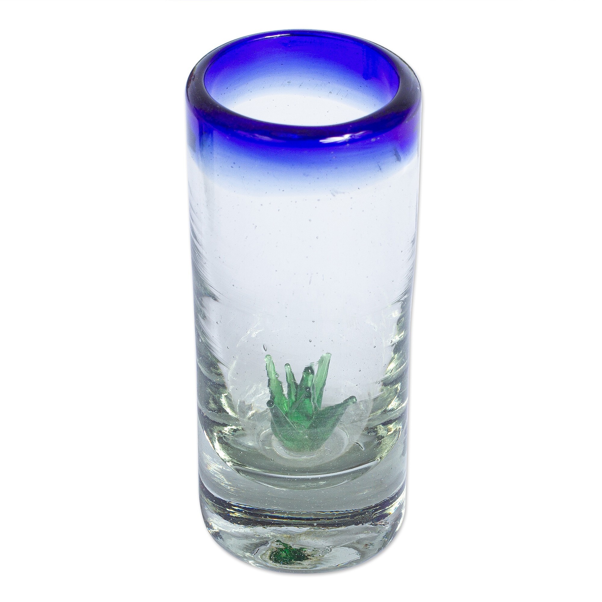 Hand Blown Tequila Glasses with Agave Set of 6 Agave NOVICA