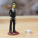Ceramic sculpture, 'CEO Catrin' - Hand Crafted CEO Skeleton Sculpture
