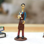 Ceramic sculpture, 'Veterinarian Catrin' - Veterinarian Ceramic Skeleton Sculpture