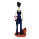 Ceramic sculpture, 'Painter Catrin' - Mexican Folk Art Painter Skeleton Statuette