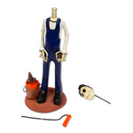 Ceramic sculpture, 'Painter Catrin' - Mexican Folk Art Painter Skeleton Statuette