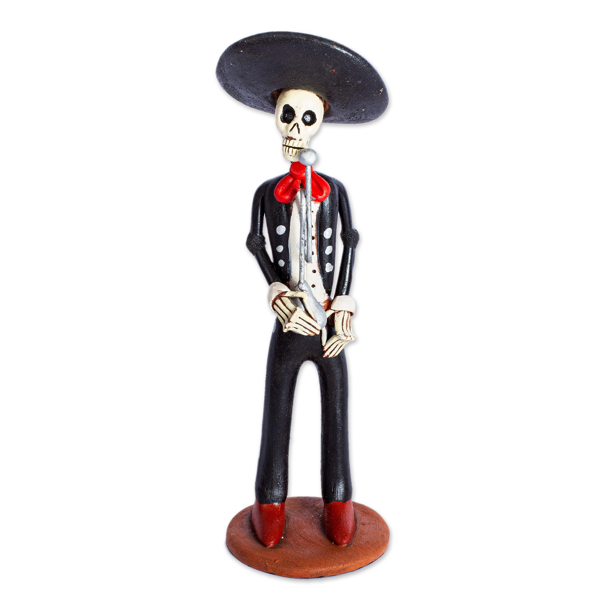 Hand Crafted Skeleton Mariachi Sculptures (set Of 6) - Macabre Mariachi 