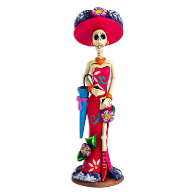 Ceramic Lady Catrina Skeleton Sculpture from Mexico