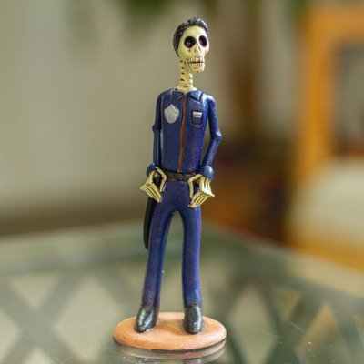 Escultura de cerámica - Estatuilla de guardia de seguridad de esqueleto de cerámica