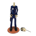 Ceramic sculpture, 'Security Guard Catrin' - Ceramic Skeleton Security Guard Statuette