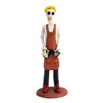 Ceramic sculpture, 'Barber Catrin' - Artisan Crafted Skeletal Barber Sculpture