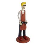 Ceramic sculpture, 'Barber Catrin' - Artisan Crafted Skeletal Barber Sculpture