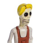 Ceramic sculpture, 'Barber Catrin' - Artisan Crafted Skeletal Barber Sculpture