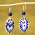 Ceramic and lapis lazuli dangle earrings, 'Puebla Blues' - Lapis Lazuli and Ceramic Dangle Earrings thumbail