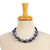 Lapis lazuli and ceramic pendant necklace, 'Cobalt Delight' - Hand Painted Ceramic and Lapis Lazuli Necklace