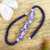 Lapis lazuli and ceramic pendant necklace, 'Cobalt Quintet' - Hand Painted Ceramic Pendant Necklace with Lapis Lazuli