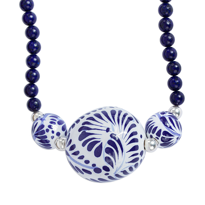 Collar con colgante de lapislázuli y cerámica - Collar Colgante de Cerámica con Lapislázuli