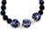 Tiger's eye and ceramic stretch bracelet, 'Indigo Garden' - Mexican-Made Indigo Tiger's Eye and Ceramic Stretch Bracelet