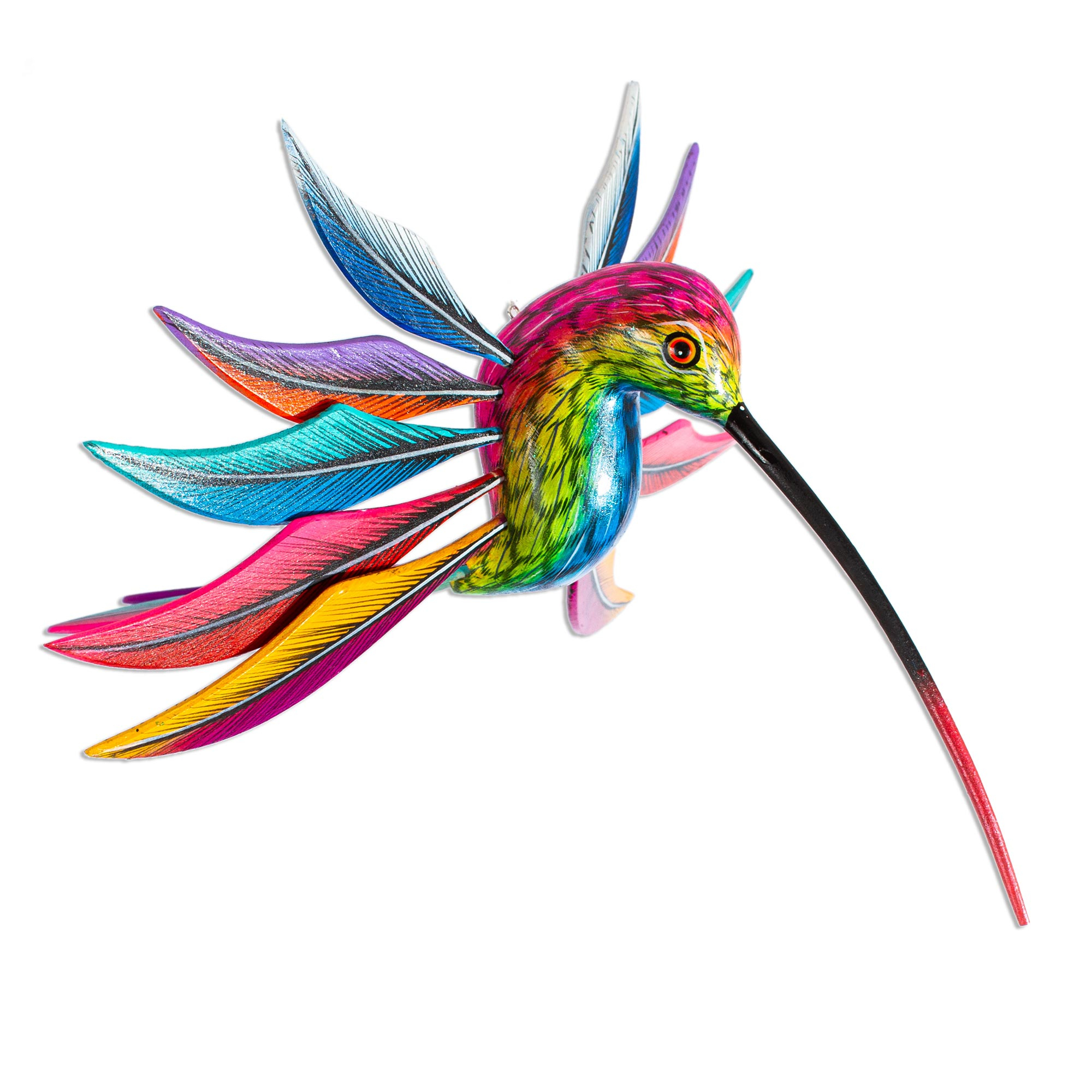 Multicolored Wood Hummingbird Alebrije - Rainbow Hummingbird | NOVICA