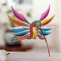Wood alebrije sculpture, Brilliant Hummingbird