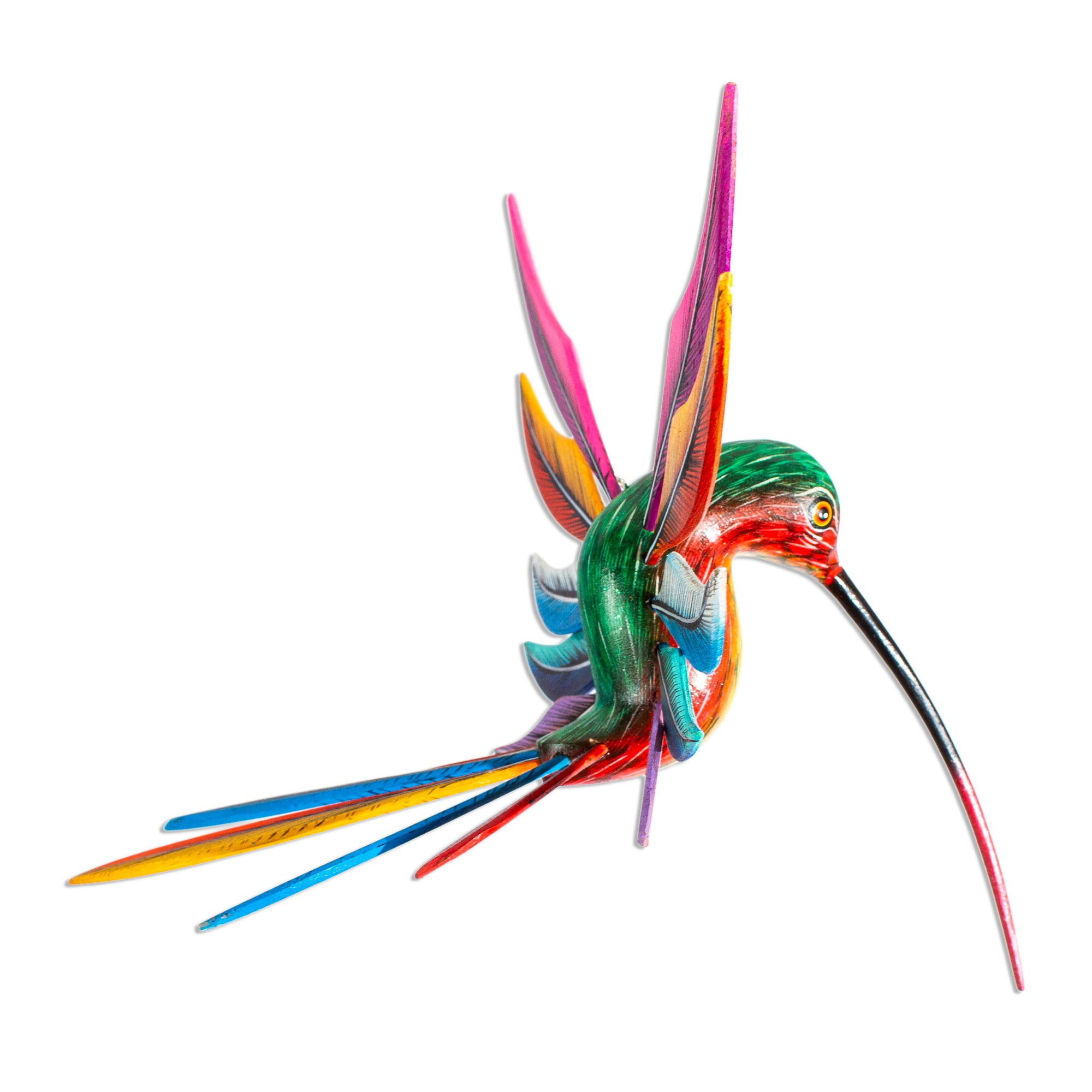 Handmade Hummingbird Wood Alebrije Sculpture - Brilliant Hummingbird ...