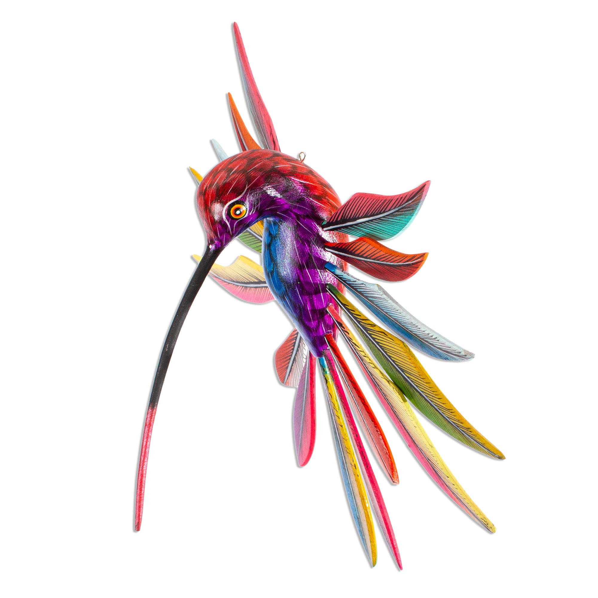 Artisan Crafted Wood Alebrije of Hummingbird - Psychedelic Hummingbird ...