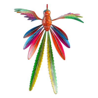 Wood alebrije sculpture, 'Rainbow Quetzal' - Handmade Quetzal Wood Alebrije