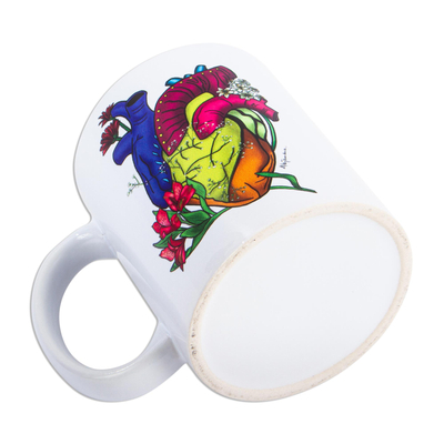 Taza de ceramica - Taza de cerámica de colores con forma de corazón.