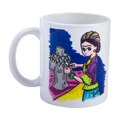 Keramikbecher - Keramiktasse mit Frida-Motiv