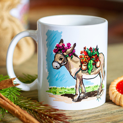 Ceramic mug, 'Donkey' - Signed Donkey Artwork on Ceramic Mug