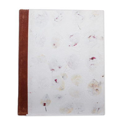 Amate paper journal, 'Flowers and Memories' - Floral Accent Amate Paper Journal from Mexico