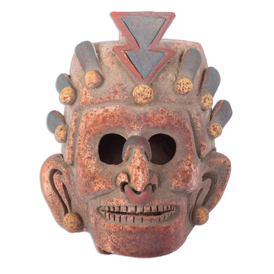Ceramic ocarina, 'Lord of the Underworld' - Pre-Hispanic Mictlantecuhtli Ceramic Ocarina Flute