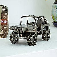 Recycled auto parts sculpture, 'Rustic Jeep'