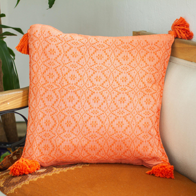Cotton cushion cover, Oaxaca Diamonds in Orange