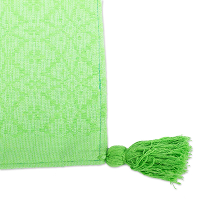 Funda de cojín de algodón - Funda de cojín verde brillante de algodón tejido a mano