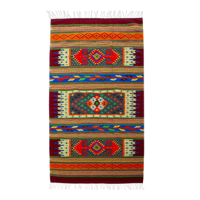 Colorful 100% Wool Zapotec Area Rug (4x7)