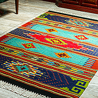 Zapotec wool area rug, 'Mixtec Splendor' (4x6.5)