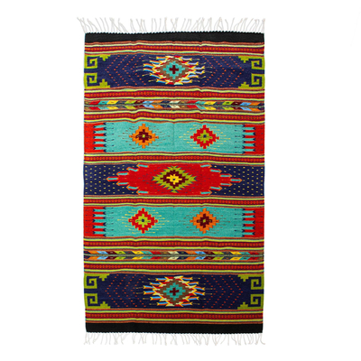 Multicolored All-Wool Zapotec Area Rug (4x6.5)