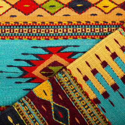 Zapotec wool runner, 'Valley Festival' (2x7) - Artisan Crafted Multicolored Wool Runner (2x7)