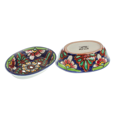 Jabonera de cerámica - Jabonera estilo talavera hecha a mano.