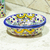 Ceramic soap dish, 'Hidalgo Bouquet' - Talavera-Style Ceramic Soap Dish from Mexico thumbail
