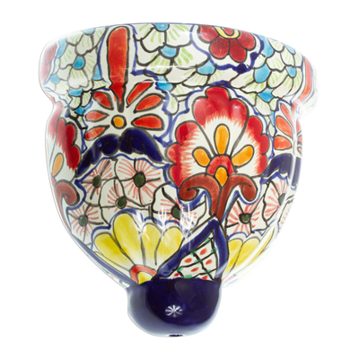 Wandpflanzgefäß aus Keramik - Keramik-Wandpflanzgefäß im Talavera-Stil