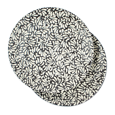 Keramik-Essteller, (Paar) - Paar Talavera-Keramik-Essteller mit Blumenmuster