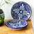 Ceramic luncheon plates, 'Puebla Kaleidoscope' (pair) - 2 Blue and White Talavera Style Ceramic Luncheon Plates