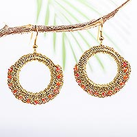 Featured review for Beaded crocheted dangle earrings, Ethereal Crown in Orange