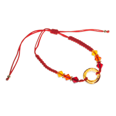 Red Macrame Bracelet with Swarovski Crystals