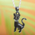 Collar colgante de plata esterlina - Collar de gato hecho a mano artesanalmente en plata esterlina