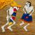 Tin wall art, 'Dancing Campesino Calaveras' (pair) - Mexican Tin Repousse Dancing Skeletons Wall Art (Pair) thumbail