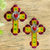 Tin wall crosses, 'Sacred Heart in Yellow' (pair) - Hand Crafted Tin Sacred Heart Wall Crosses (Pair) thumbail